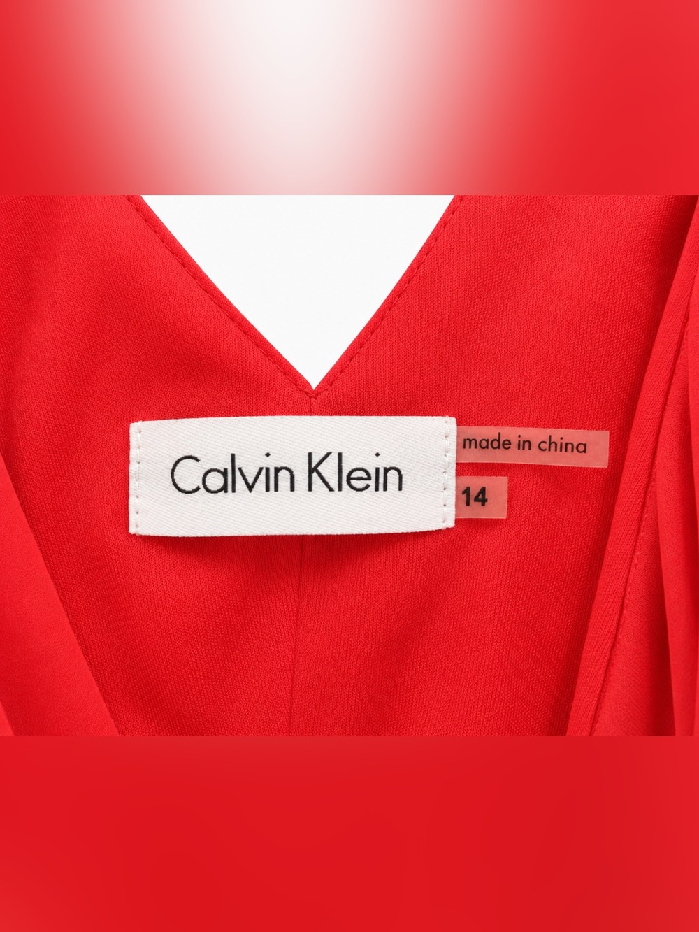 Calvin Klein‎ Sleeveless V-Neck Coral-Red Chiffon Cocktail Dress - Picture 3 of 5